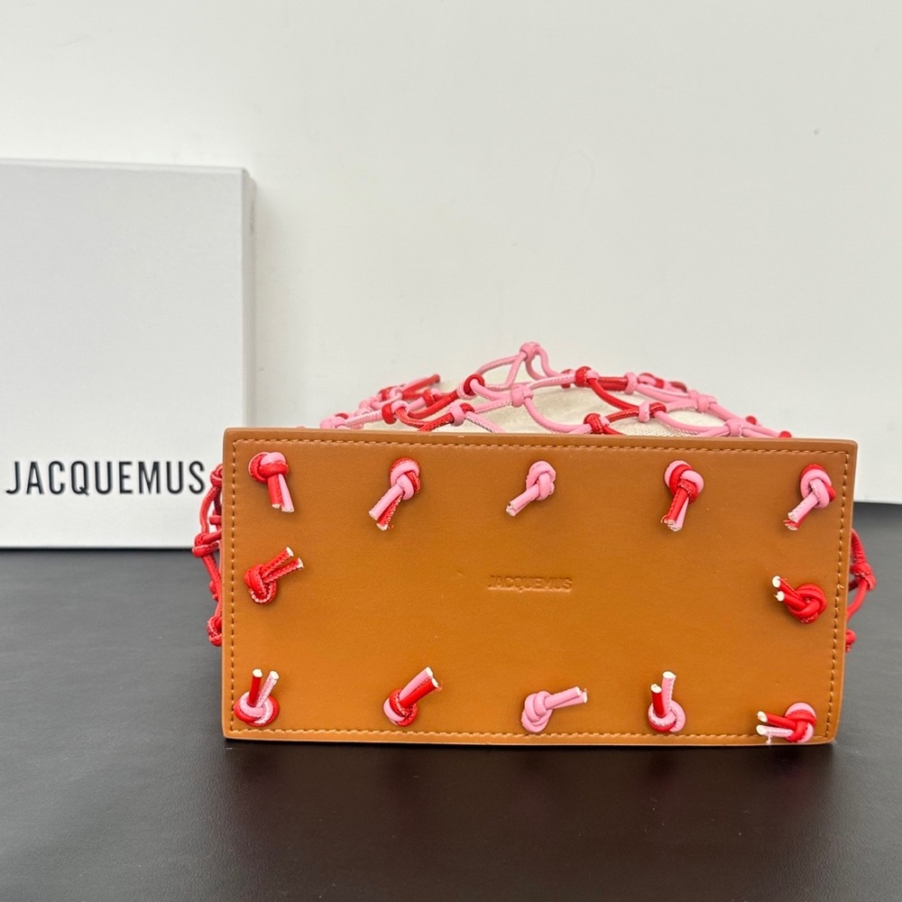 Jacquemus Beige Canvas Tote with Pink & Red Rope Netting - Picture 5 of 9